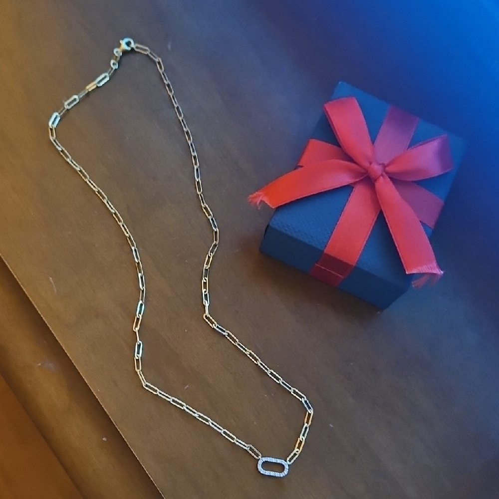 Elegant Gold Plated Paperclip Chain Necklace